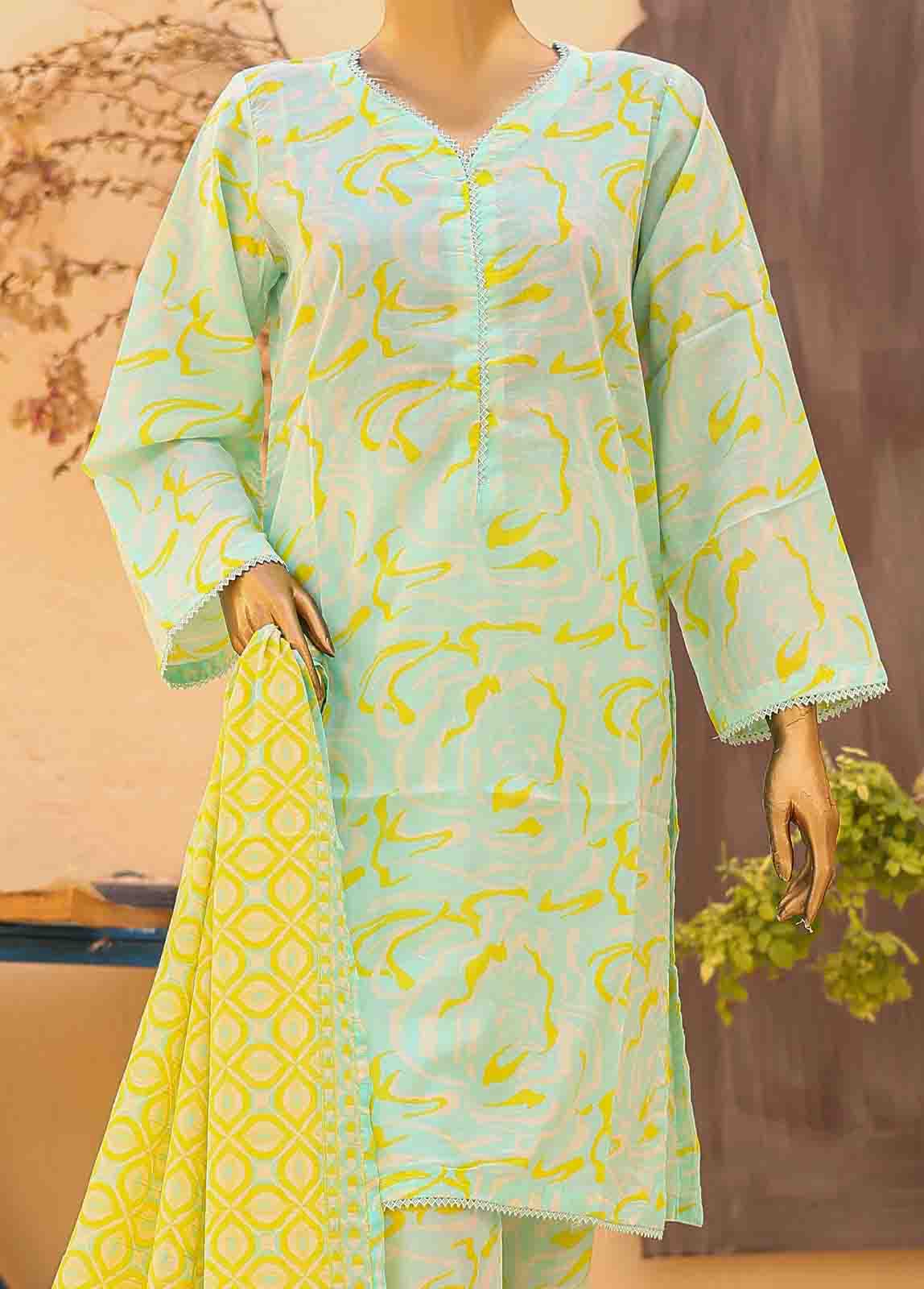 Bin Saeed Fabric - SM-PR-0639 A- 3 Piece Printed Stitched Suit