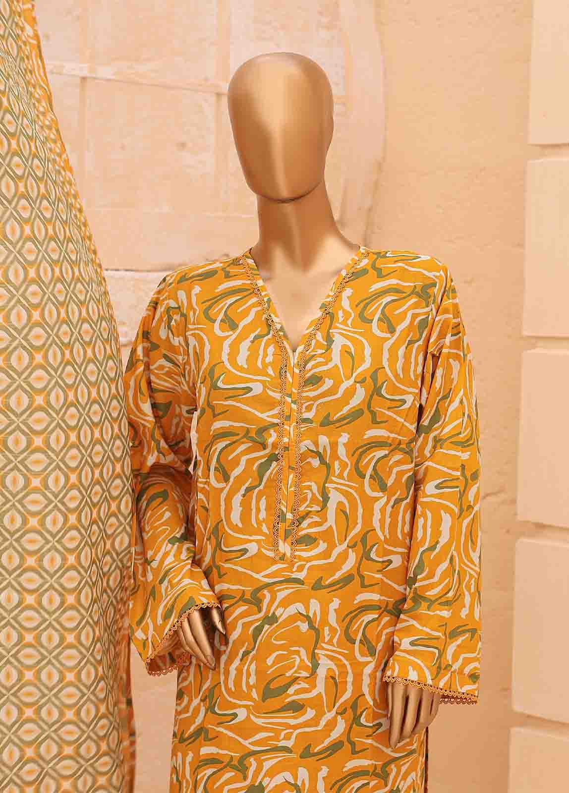 Bin Saeed Fabric - SM-PR-0640 A- 3 Piece Printed Stitched Suit