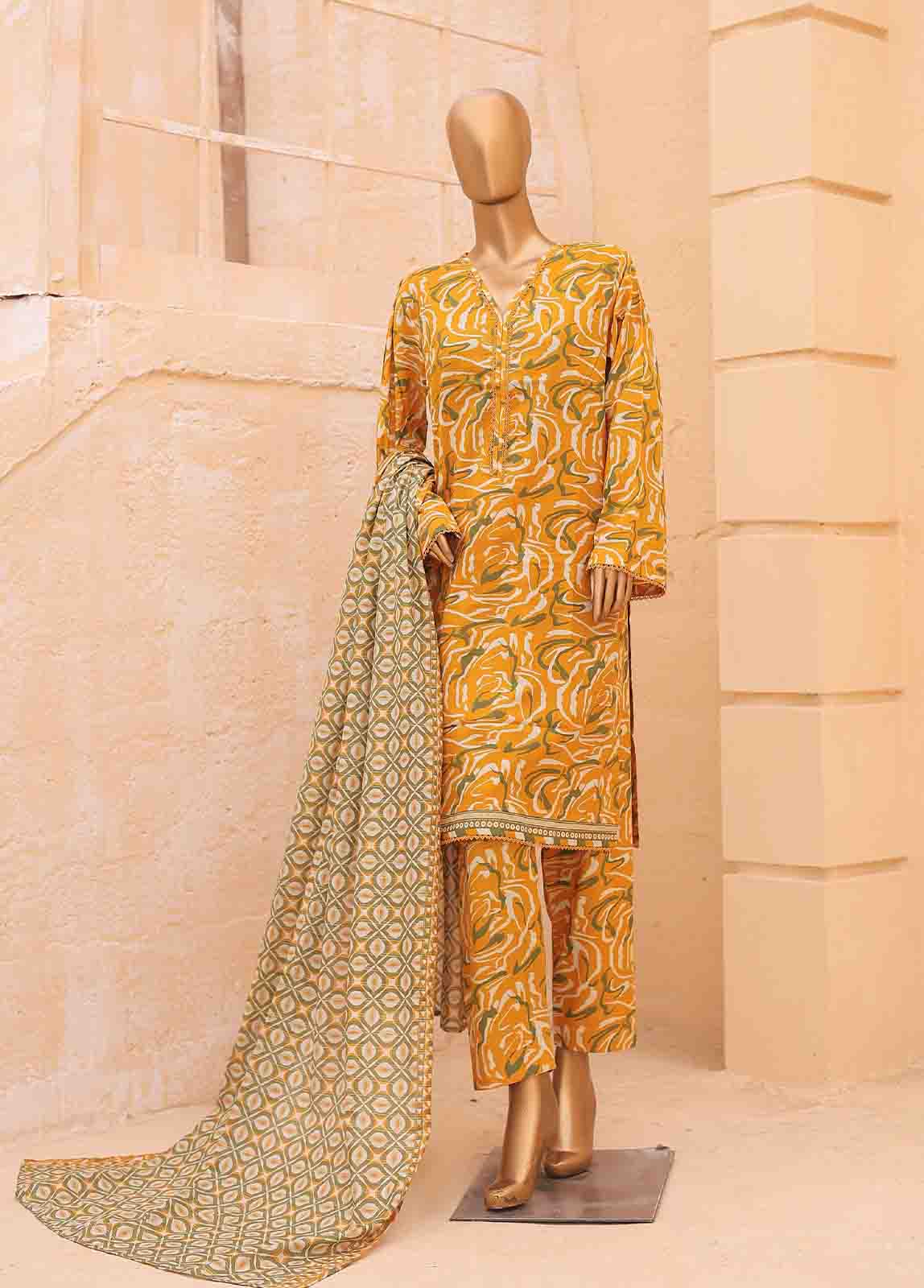 Bin Saeed Fabric - SM-PR-0640 A- 3 Piece Printed Stitched Suit