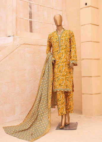 Bin Saeed Fabric - SM-PR-0640 B- 3 Piece Printed Stitched Suit