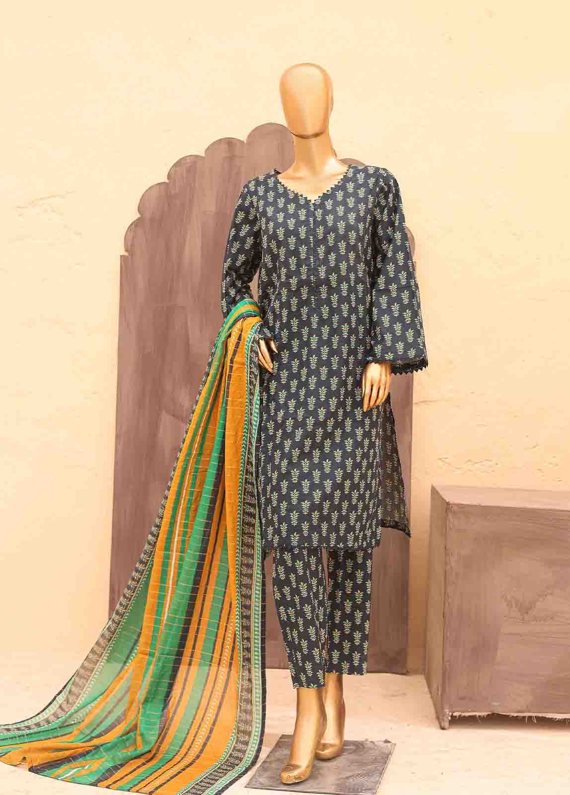 Bin Saeed Fabric - SM-PR-0641 A- 3 Piece Printed Stitched Suit