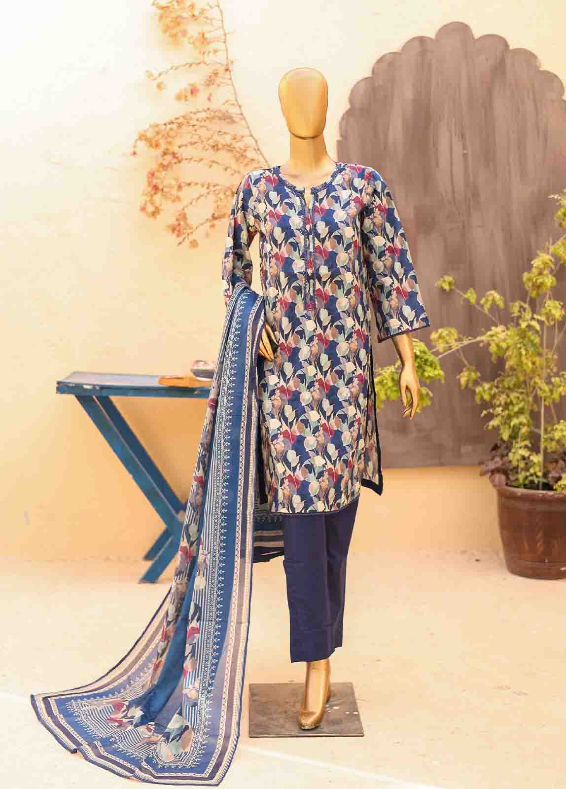 Bin Saeed Fabric - SM-PR-0657 A- 3 Piece Printed Stitched Suit