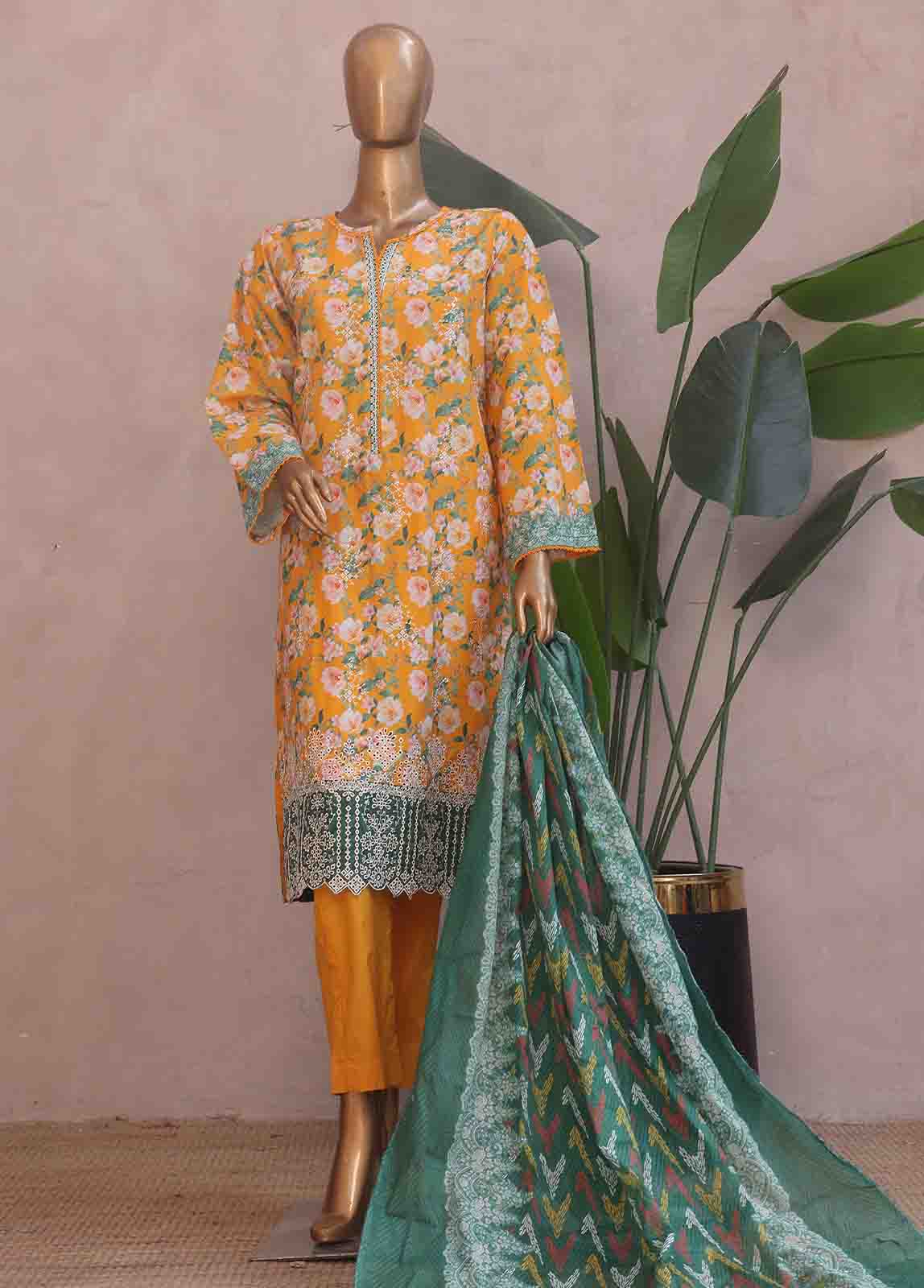 Bin Saeed Fabric - SM-RE-005-3 Piece Chikankari Stitched Suit