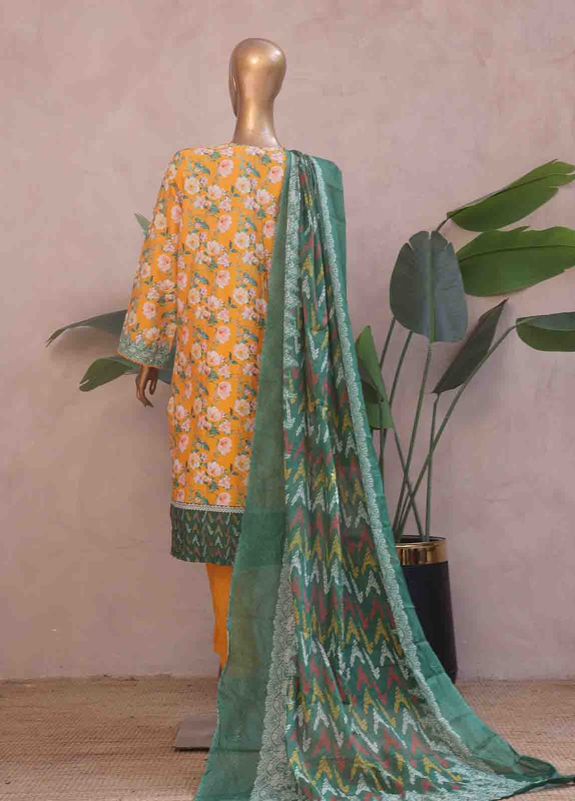 Bin Saeed Fabric - SM-RE-005-3 Piece Chikankari Stitched Suit