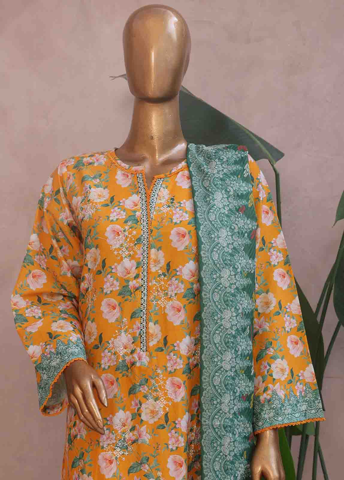 Bin Saeed Fabric - SM-RE-005-3 Piece Chikankari Stitched Suit