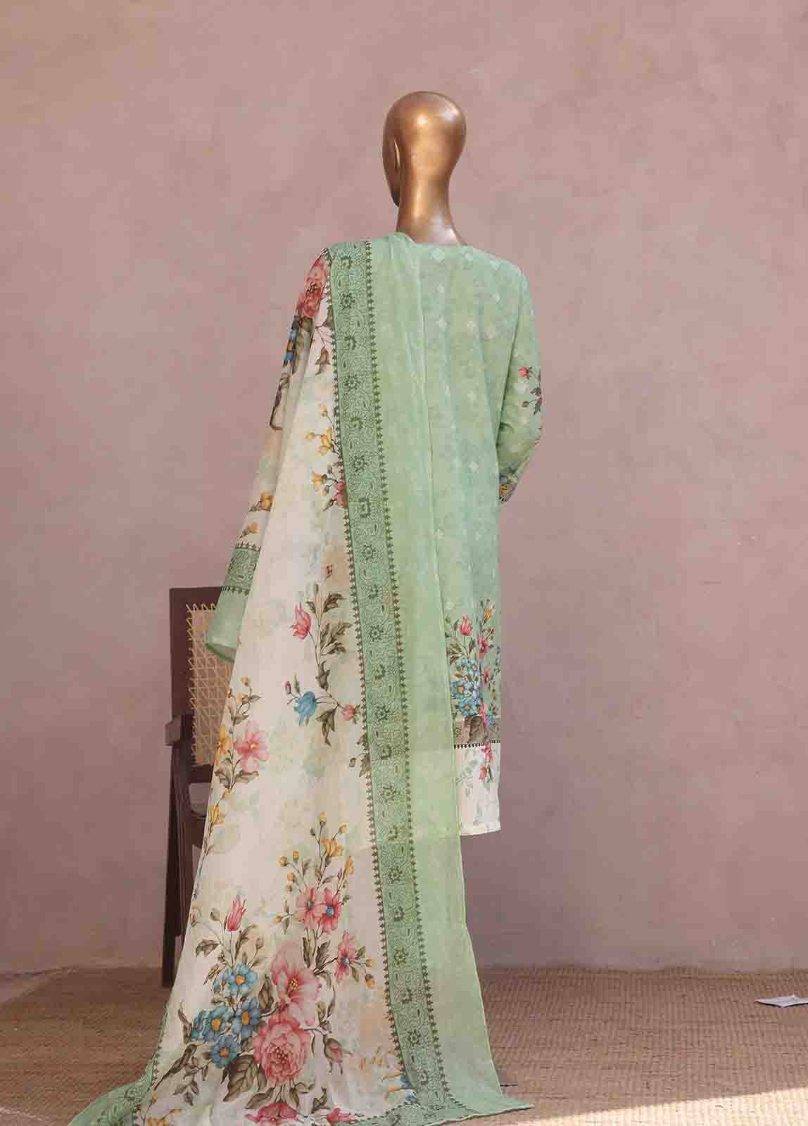 Bin Saeed Fabric - SM-RE-007-3 Piece Chikankari Stitched Suit