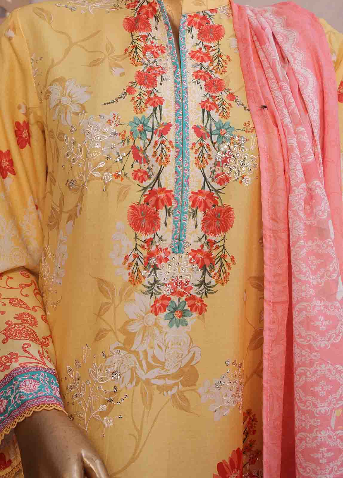 Bin Saeed Fabric - SM-RE-015-3 Piece Chikankari Stitched Suit