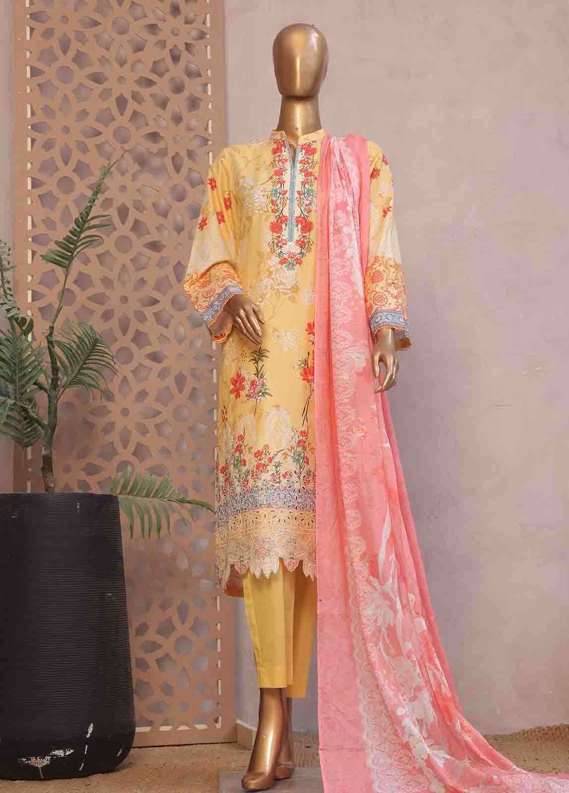 Bin Saeed Fabric - SM-RE-015-3 Piece Chikankari Stitched Suit