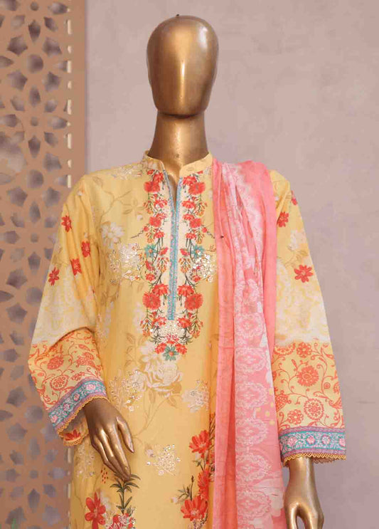 Bin Saeed Fabric - SM-RE-015-3 Piece Chikankari Stitched Suit