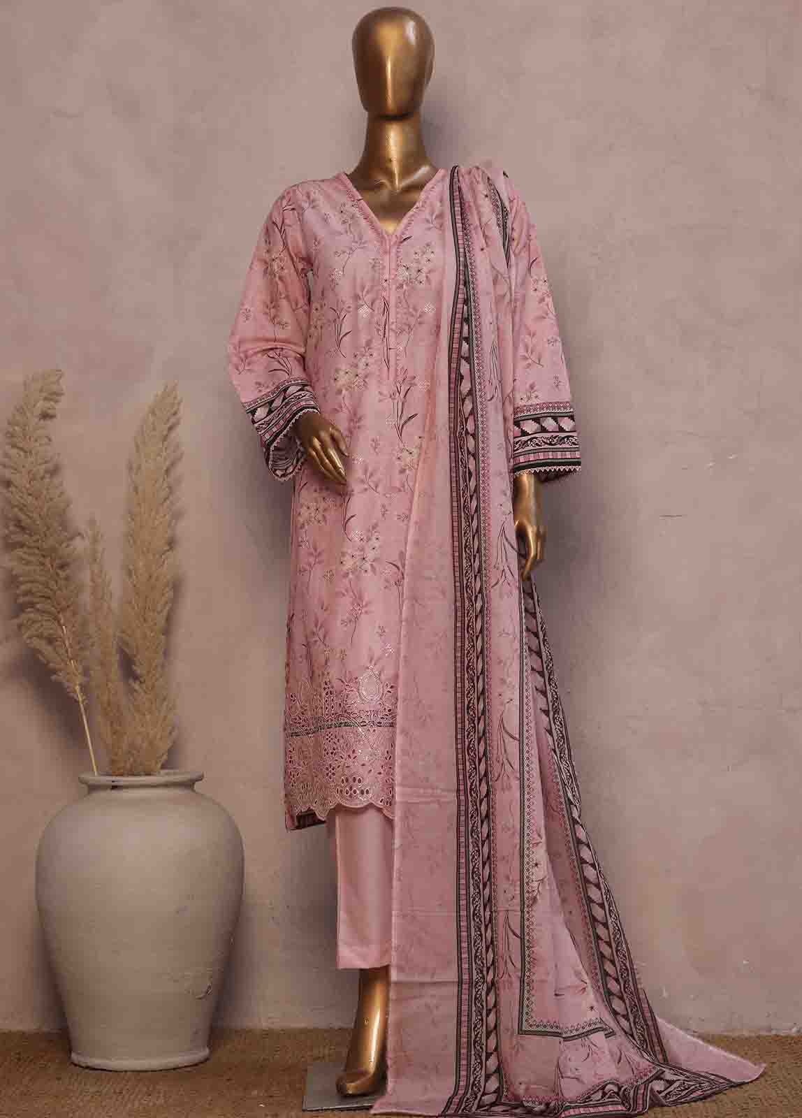 Bin Saeed Fabric - SM-RE-016-3 Piece Chikankari Stitched Suit