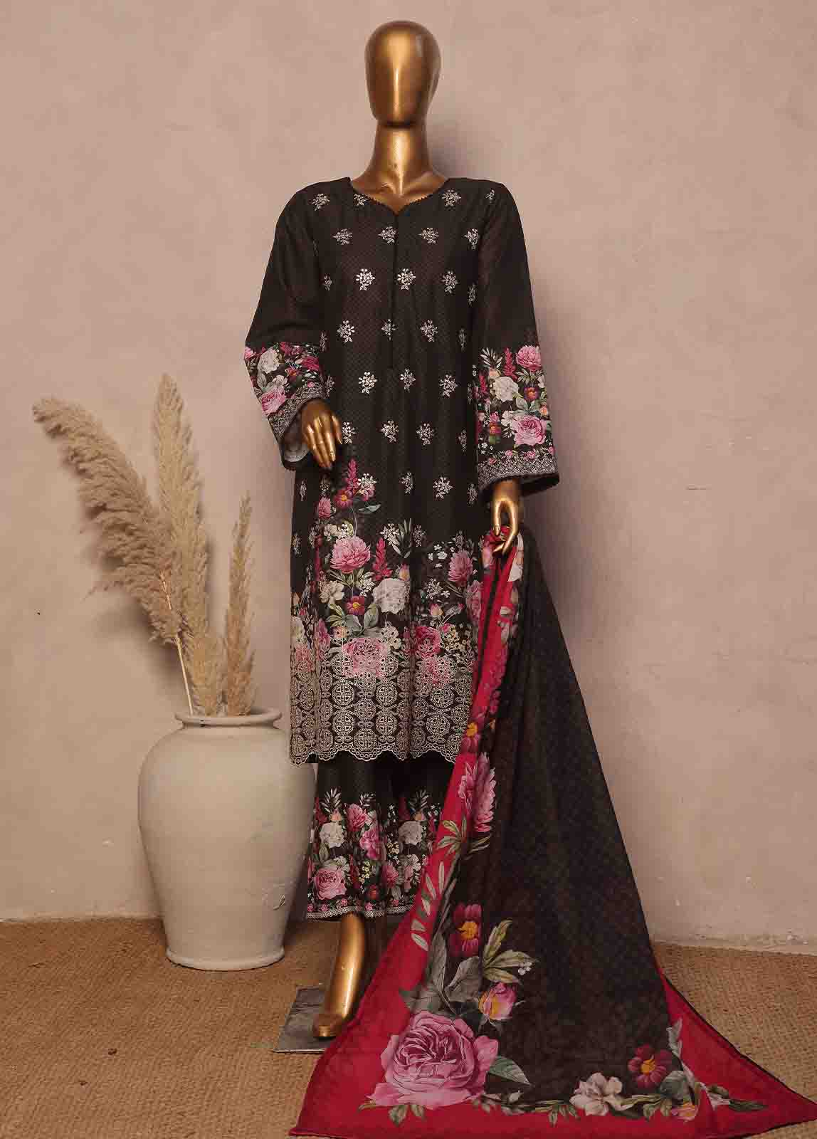 Bin Saeed Fabric - SM-RE-028-3 Piece Chikankari Stitched Suit