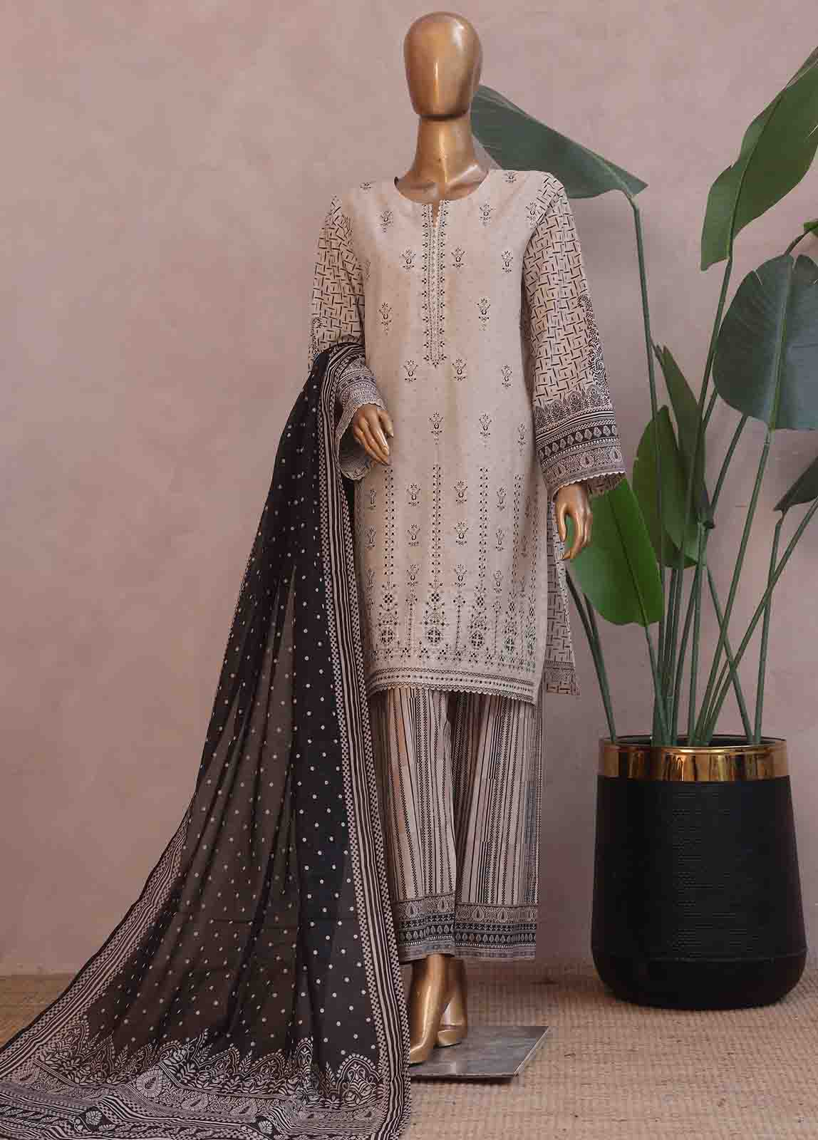 Bin Saeed Fabric - SM-RE-033-3 Piece Chikankari Stitched Suit