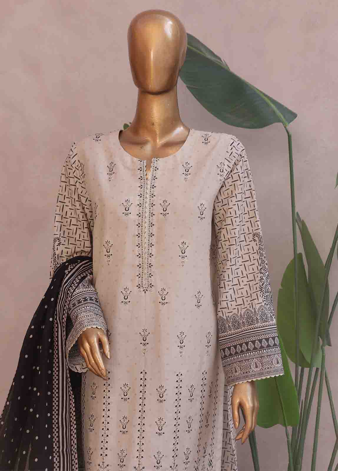 Bin Saeed Fabric - SM-RE-033-3 Piece Chikankari Stitched Suit