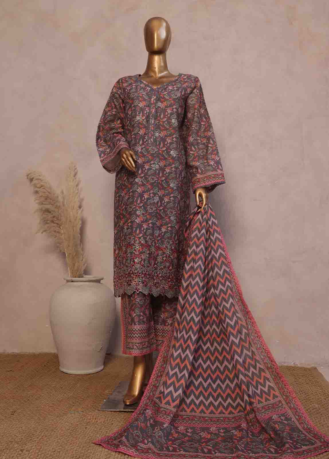 Bin Saeed Fabric - SM-RE-037-3 Piece Chikankari Stitched Suit