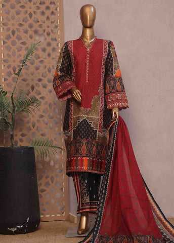 Bin Saeed Fabric - SM-RE-048 B-3 Piece Chikankari Stitched Suit