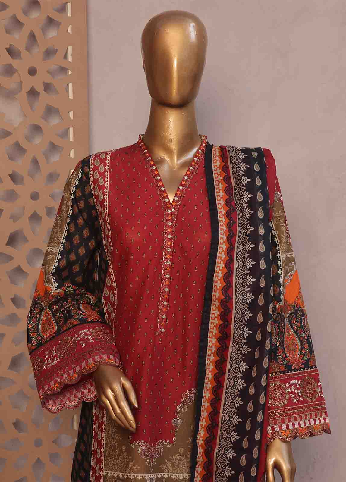 Bin Saeed Fabric - SM-RE-048 B-3 Piece Chikankari Stitched Suit