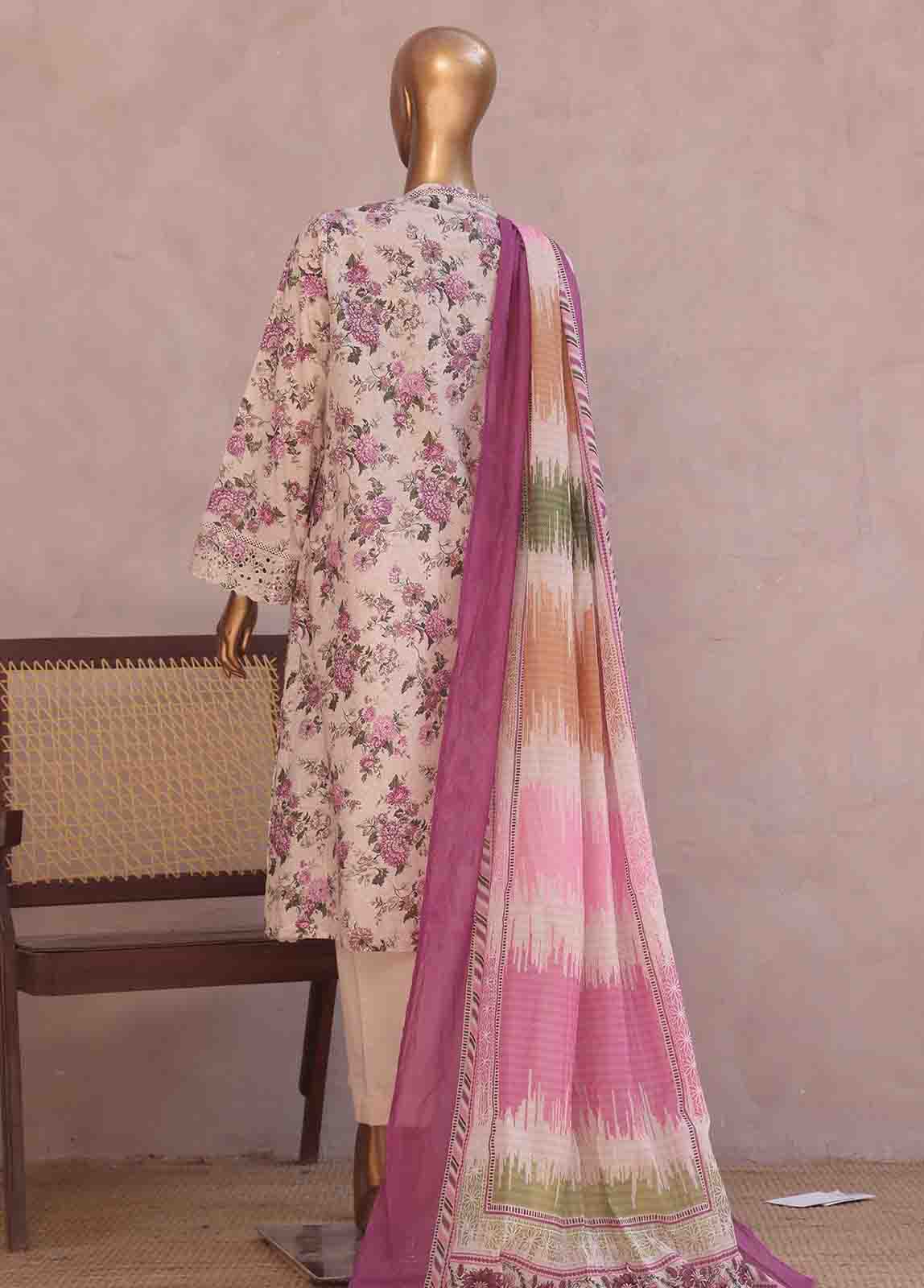 Bin Saeed Fabric - SM-RE-049-3 Piece Chikankari Stitched Suit