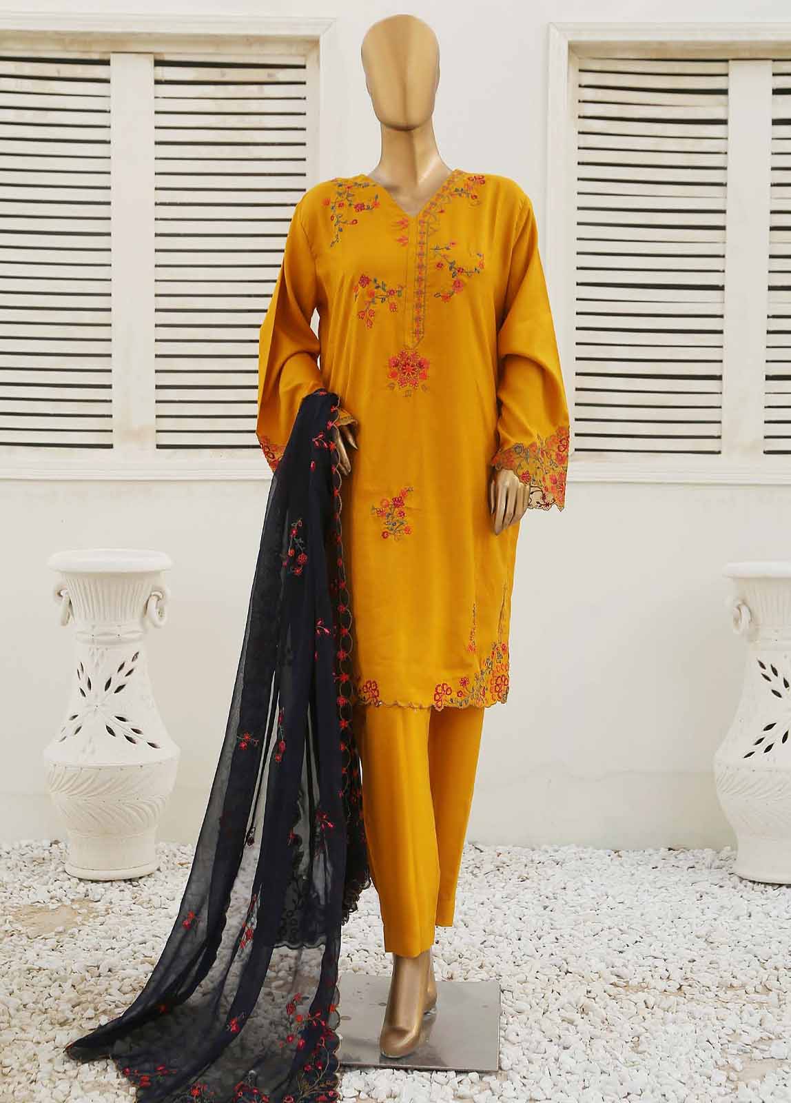 Bin Saeed Fabric - SMB-004-3 Piece Linen Embroidered collection