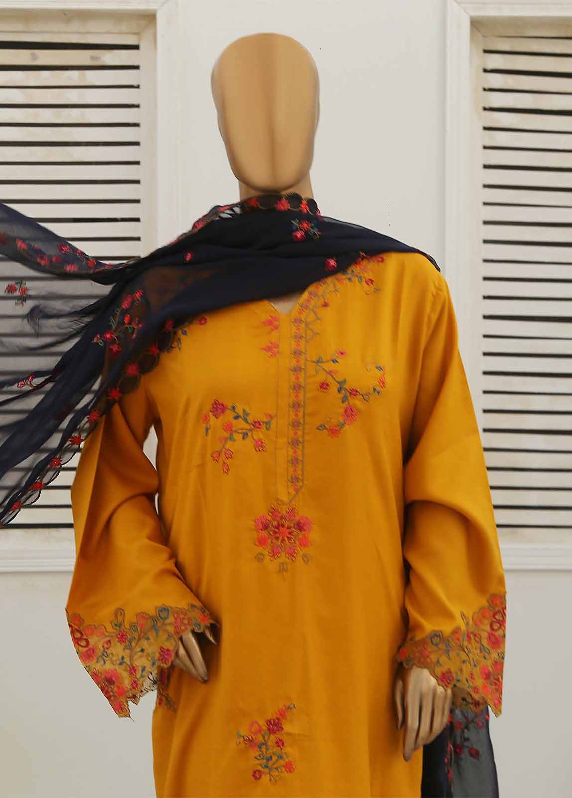 Bin Saeed Fabric - SMB-004-3 Piece Linen Embroidered collection