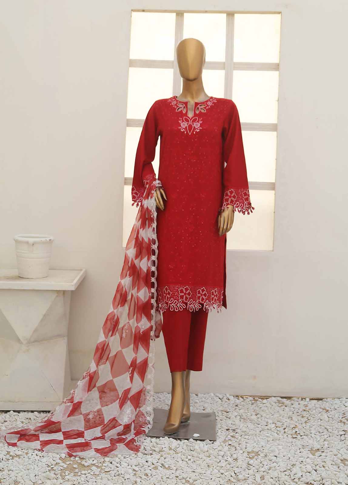 Bin Saeed Fabric - SMB-005-3 Piece Linen Embroidered collection