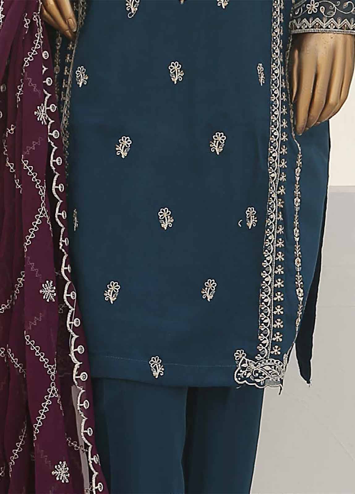 Bin Saeed Fabric - SMB-009-3 Piece Linen Embroidered collection