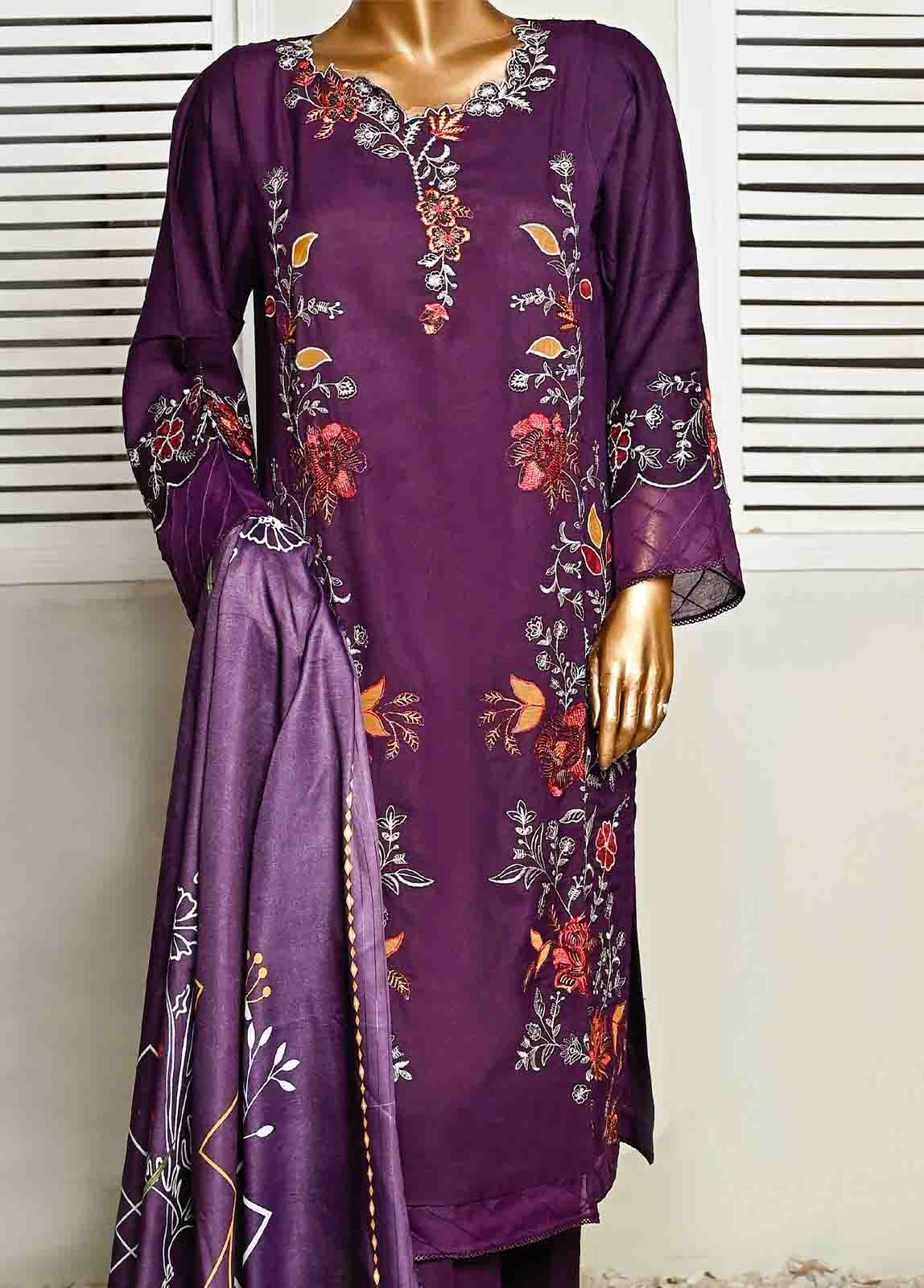 Bin Saeed Fabric - SMB-011- 3 Piece Embroidered Voil collection