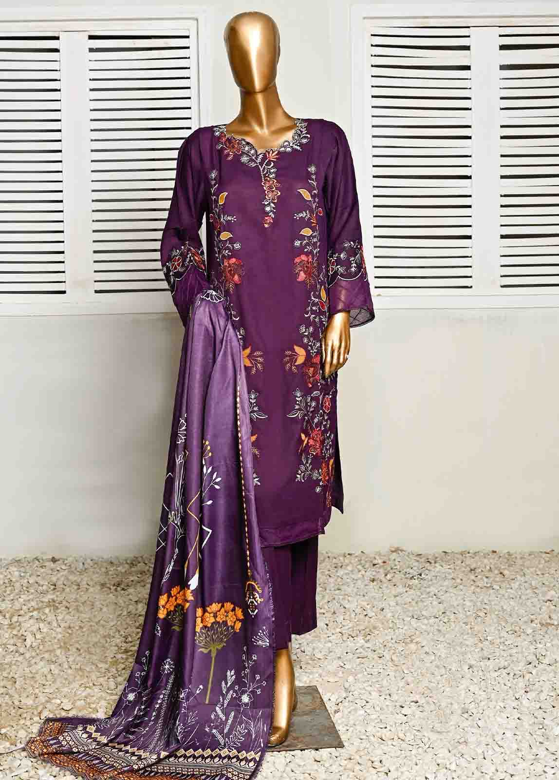 SMB-011- 3 Piece Embroidered Voil collection