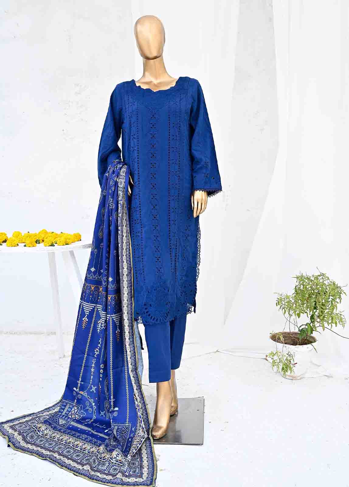 Bin Saeed Fabric - SMB-013-3 Piece Linen Embroidered collection