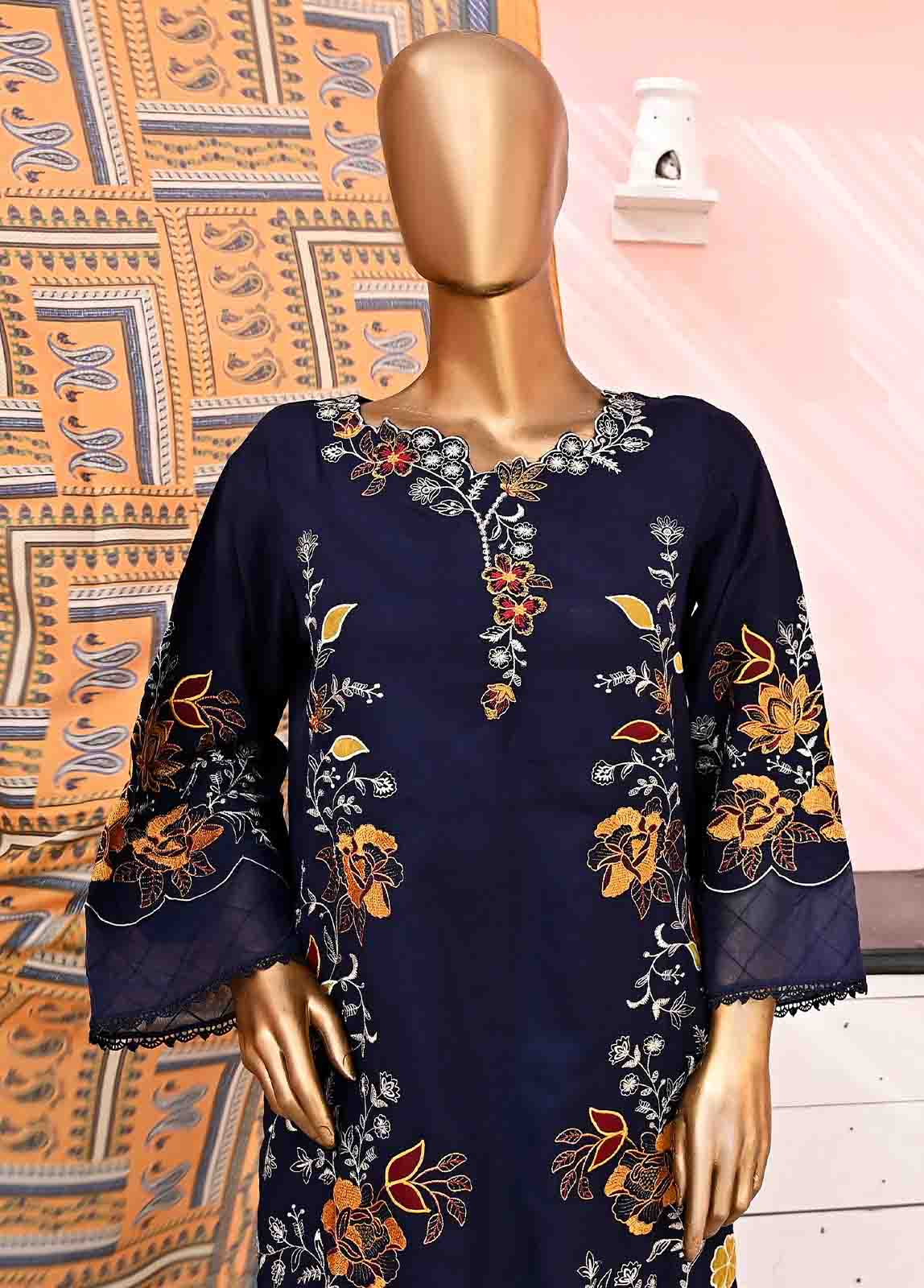 Bin Saeed Fabric - SMB-016-3 Piece Linen Embroidered collection