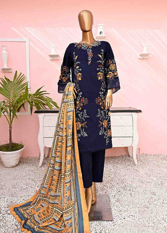 Bin Saeed Fabric - SMB-016-3 Piece Linen Embroidered collection