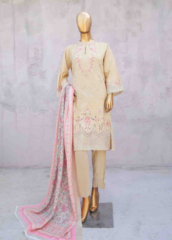 Bin Saeed Fabric - SMB-017-3 Piece Linen Embroidered collection