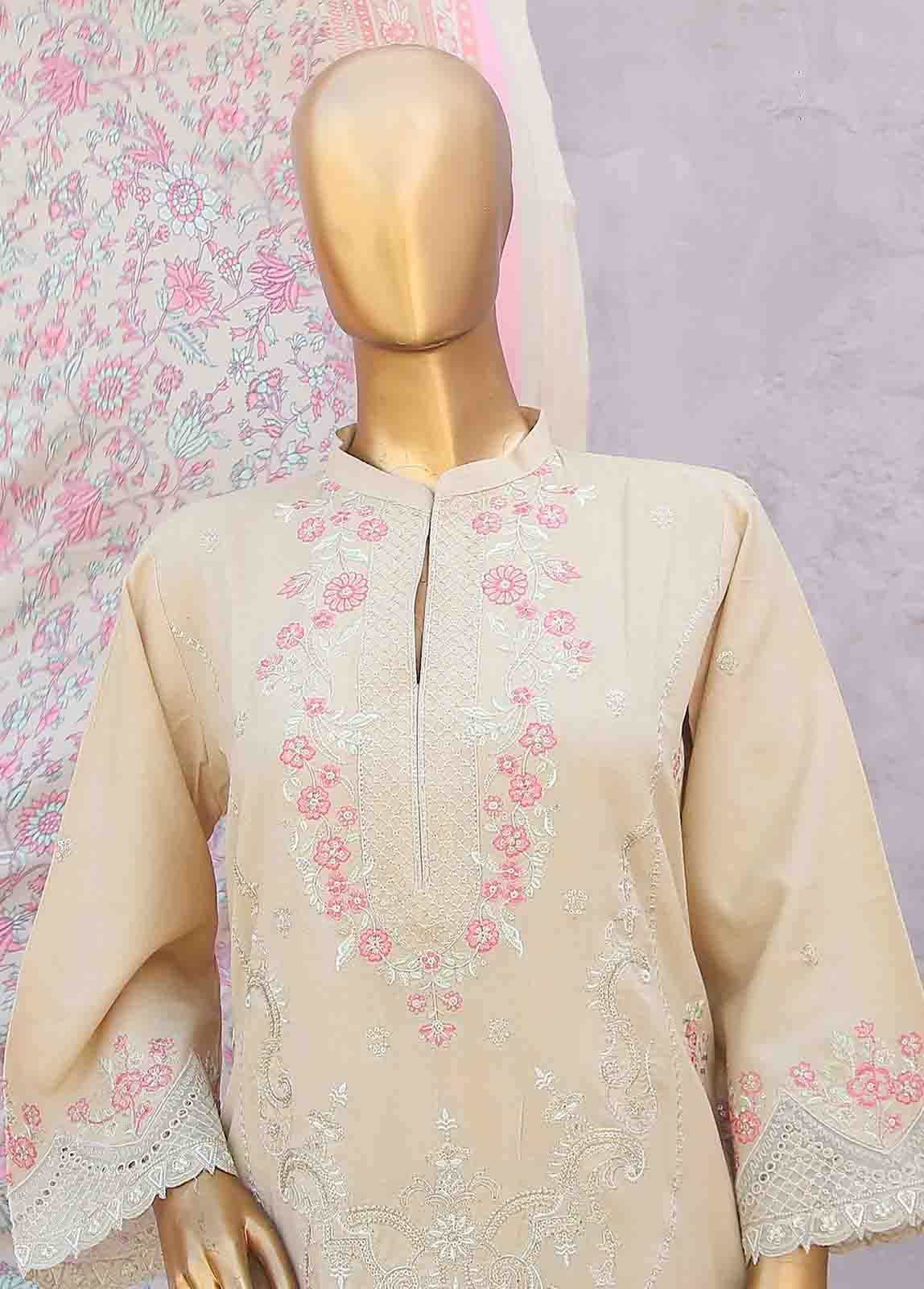 Bin Saeed Fabric - SMB-017-3 Piece Linen Embroidered collection