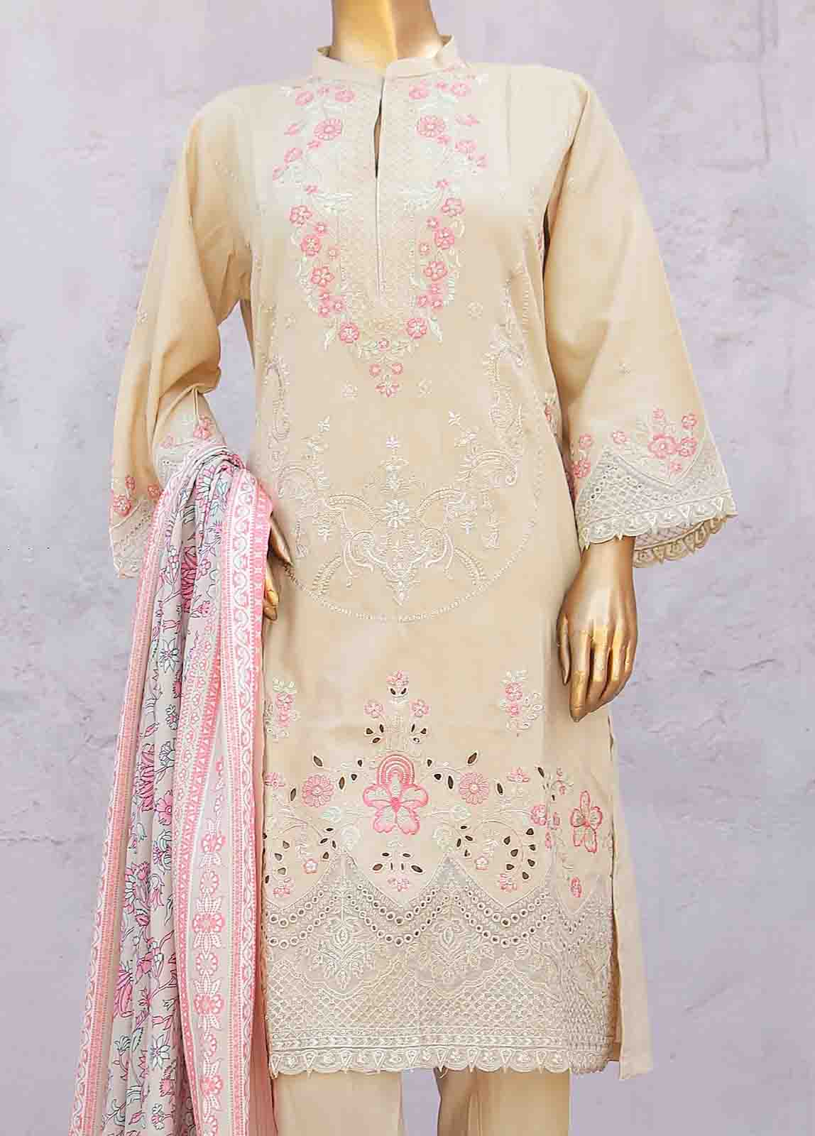 Bin Saeed Fabric - SMB-017-3 Piece Linen Embroidered collection