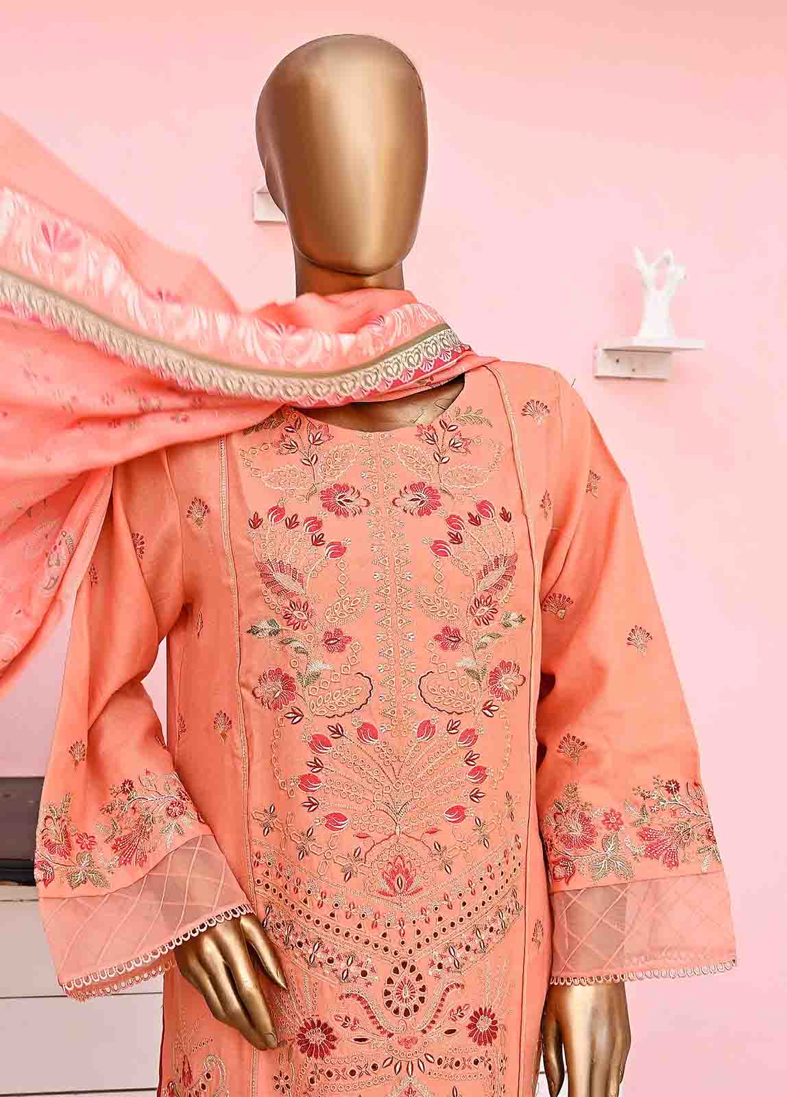 Bin Saeed Fabric - SMB-019-3 Piece Linen Embroidered collection