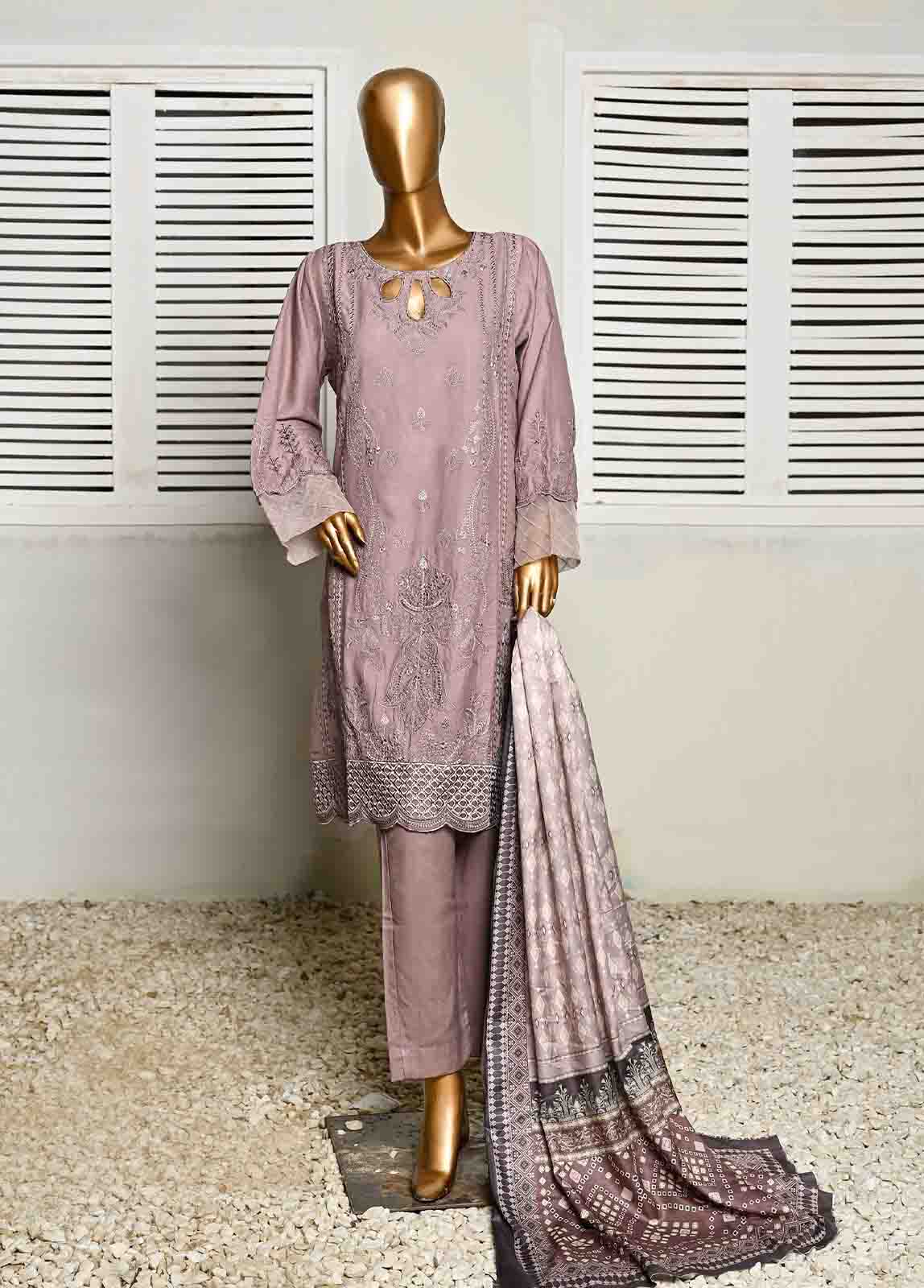 Bin Saeed Fabric - SMB-020- 3 Piece Embroidered Voil collection