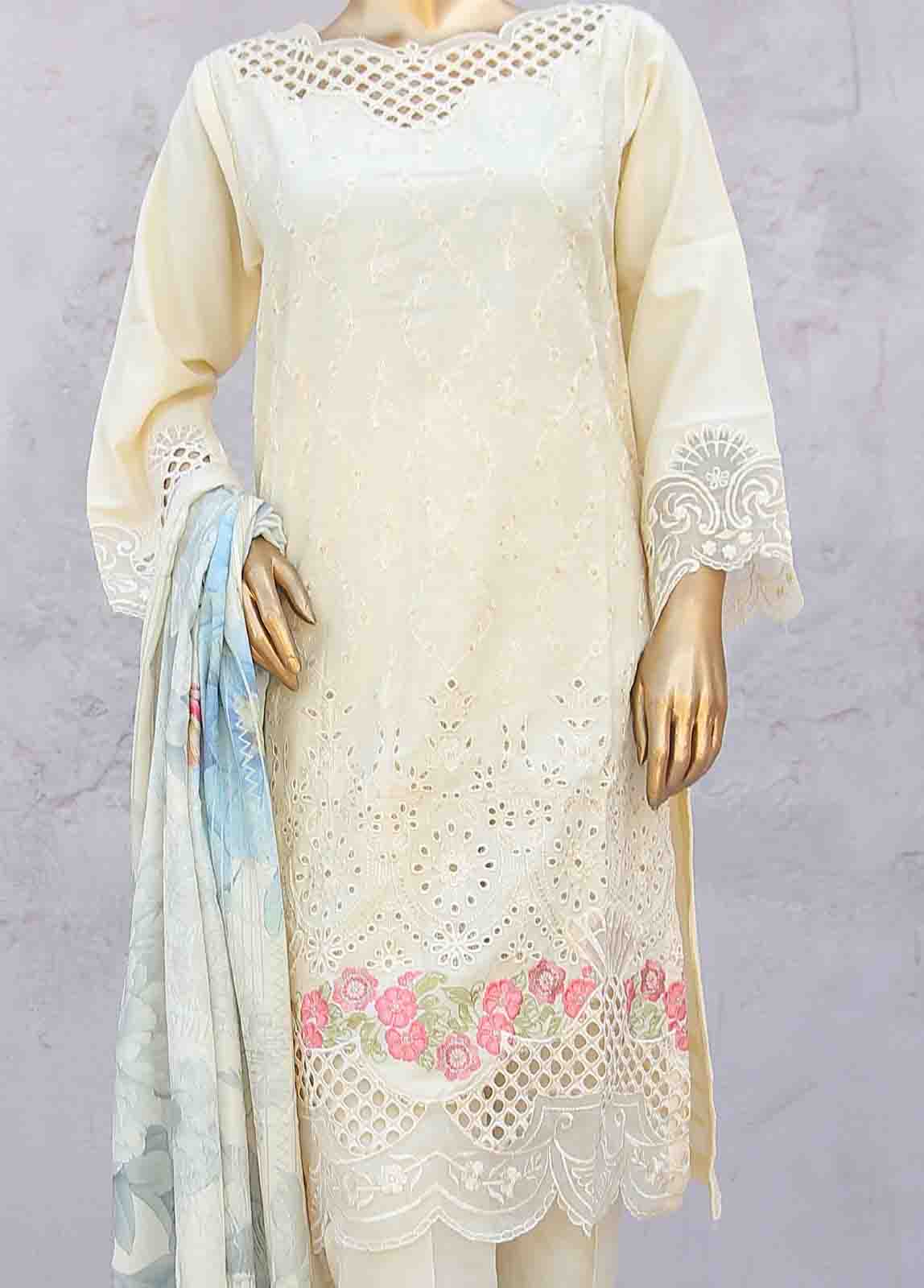 Bin Saeed Fabric - SMB-021-3 Piece Linen Embroidered collection