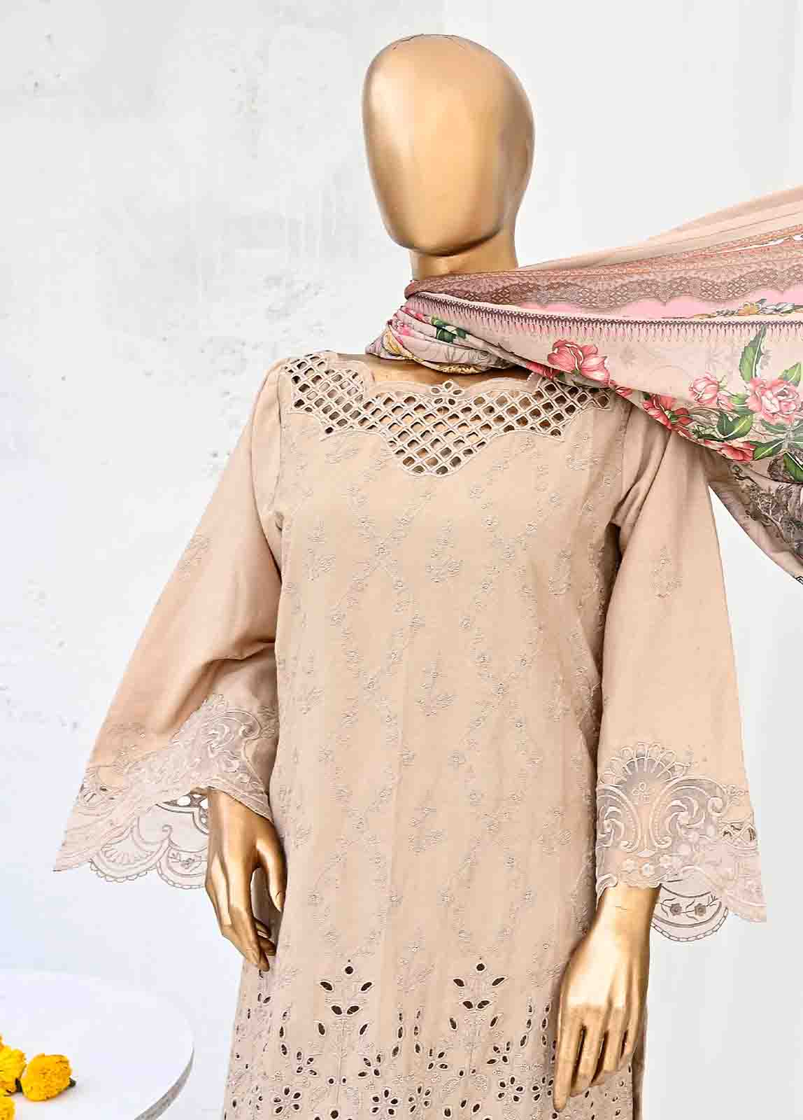 Bin Saeed Fabric - SMB-022-3 Piece Linen Embroidered collection