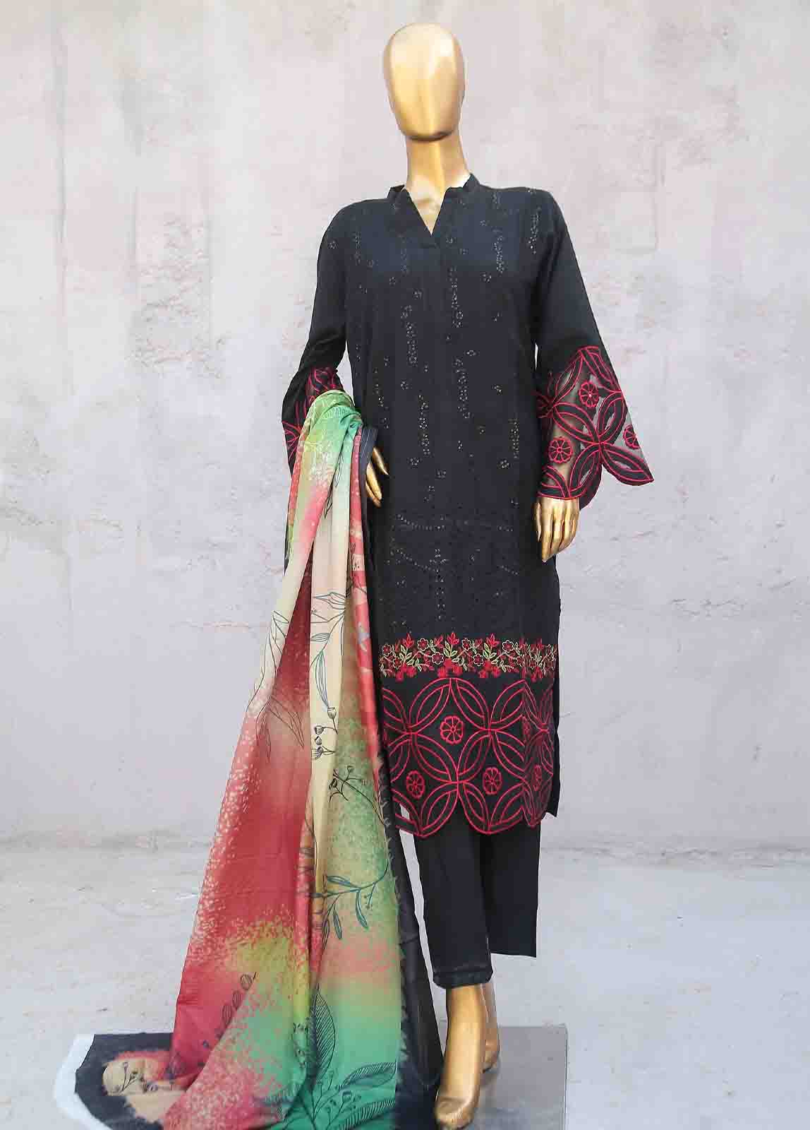 Bin Saeed Fabric - SMB-023-B-3 Piece Linen Embroidered collection