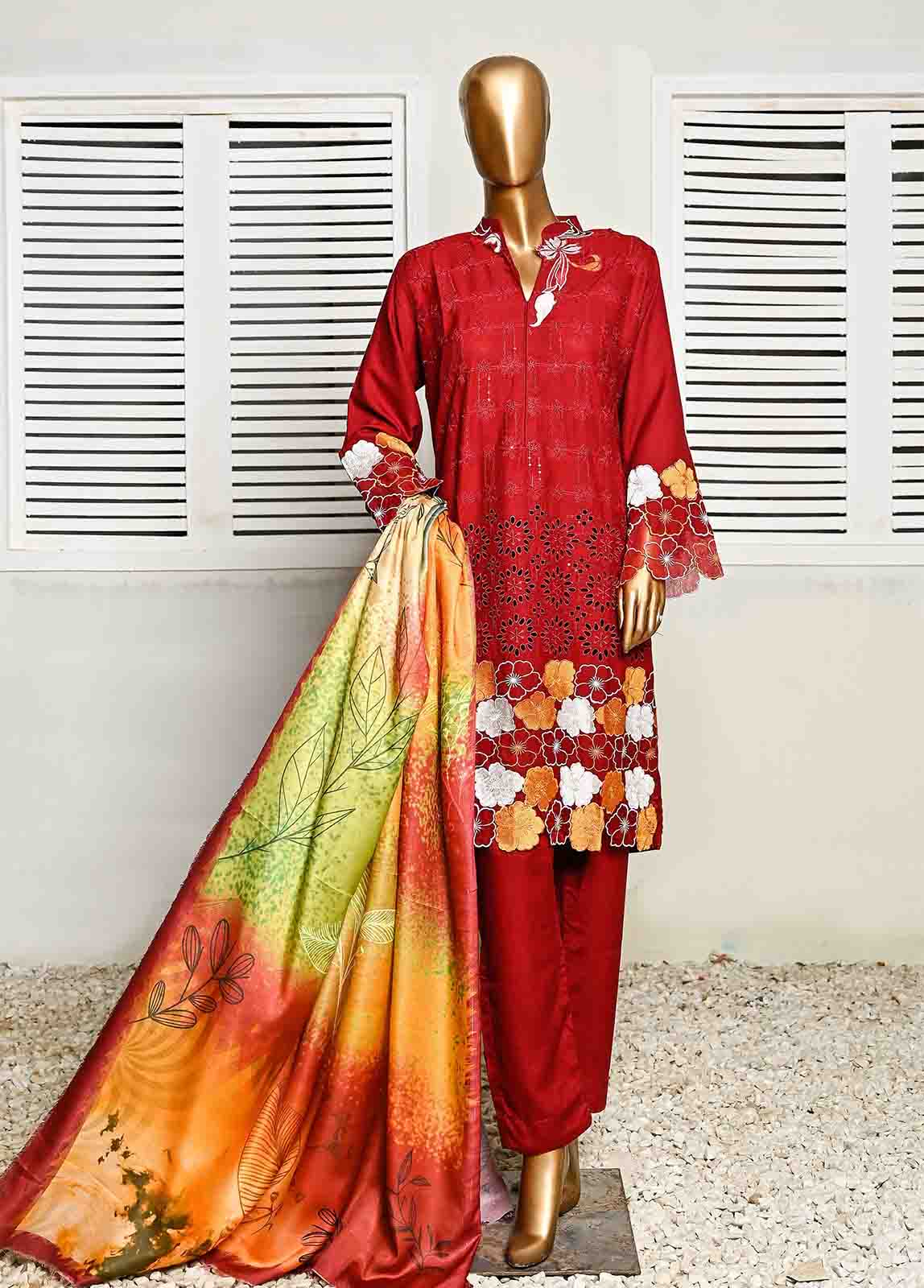 Bin Saeed Fabric - SMB-031- 3 Piece Embroidered Voil collection
