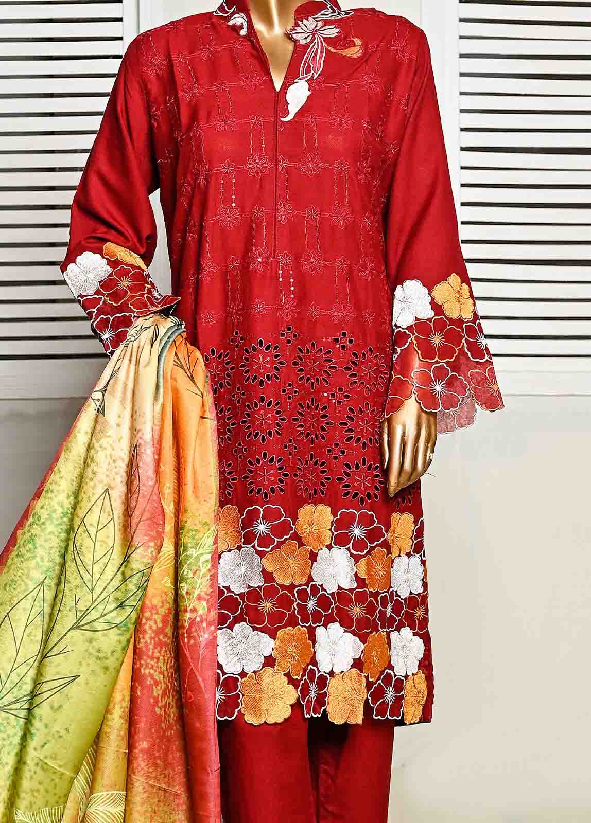 SMB-031- 3 Piece Embroidered Voil collection