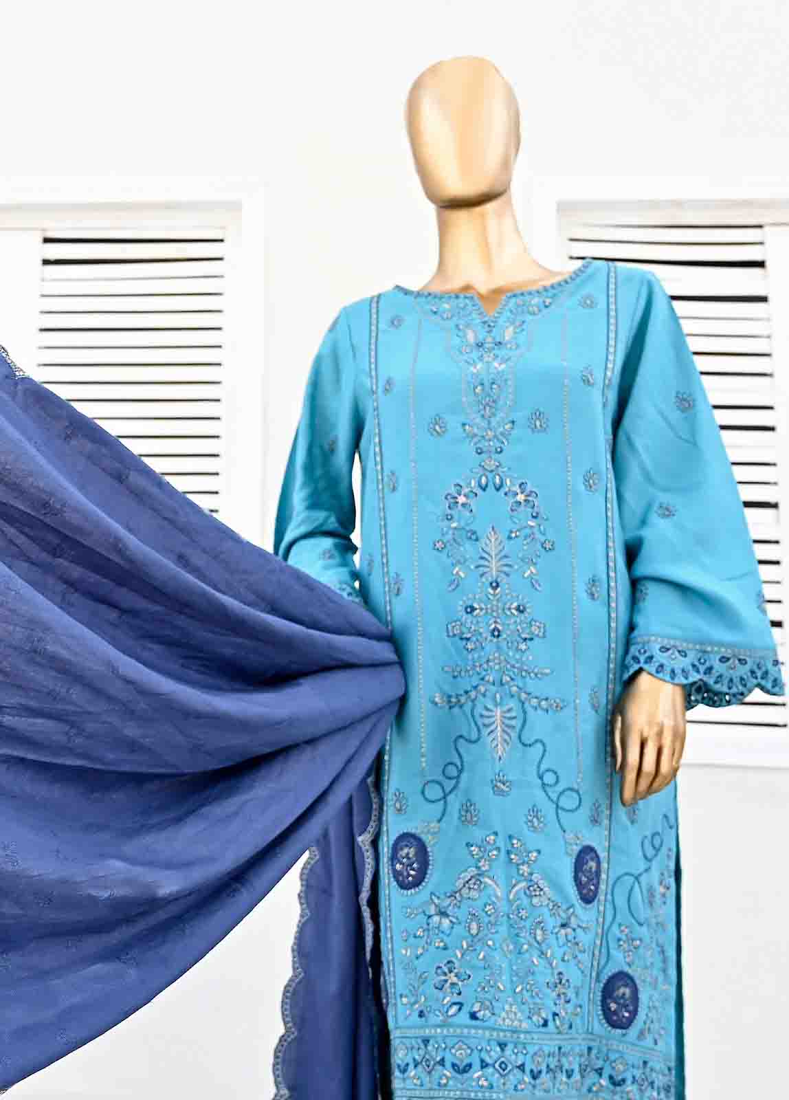 Bin Saeed Fabric - SMB-041-3 Piece Linen Embroidered collection
