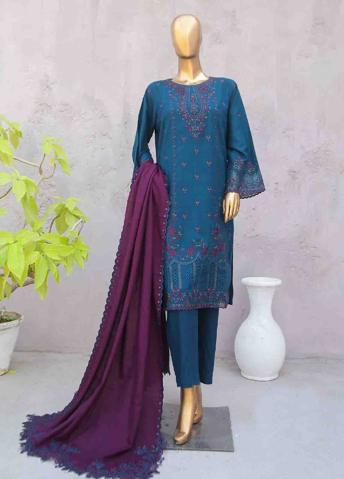 Bin Saeed Fabric - SMB-043-3 Piece Linen Embroidered collection