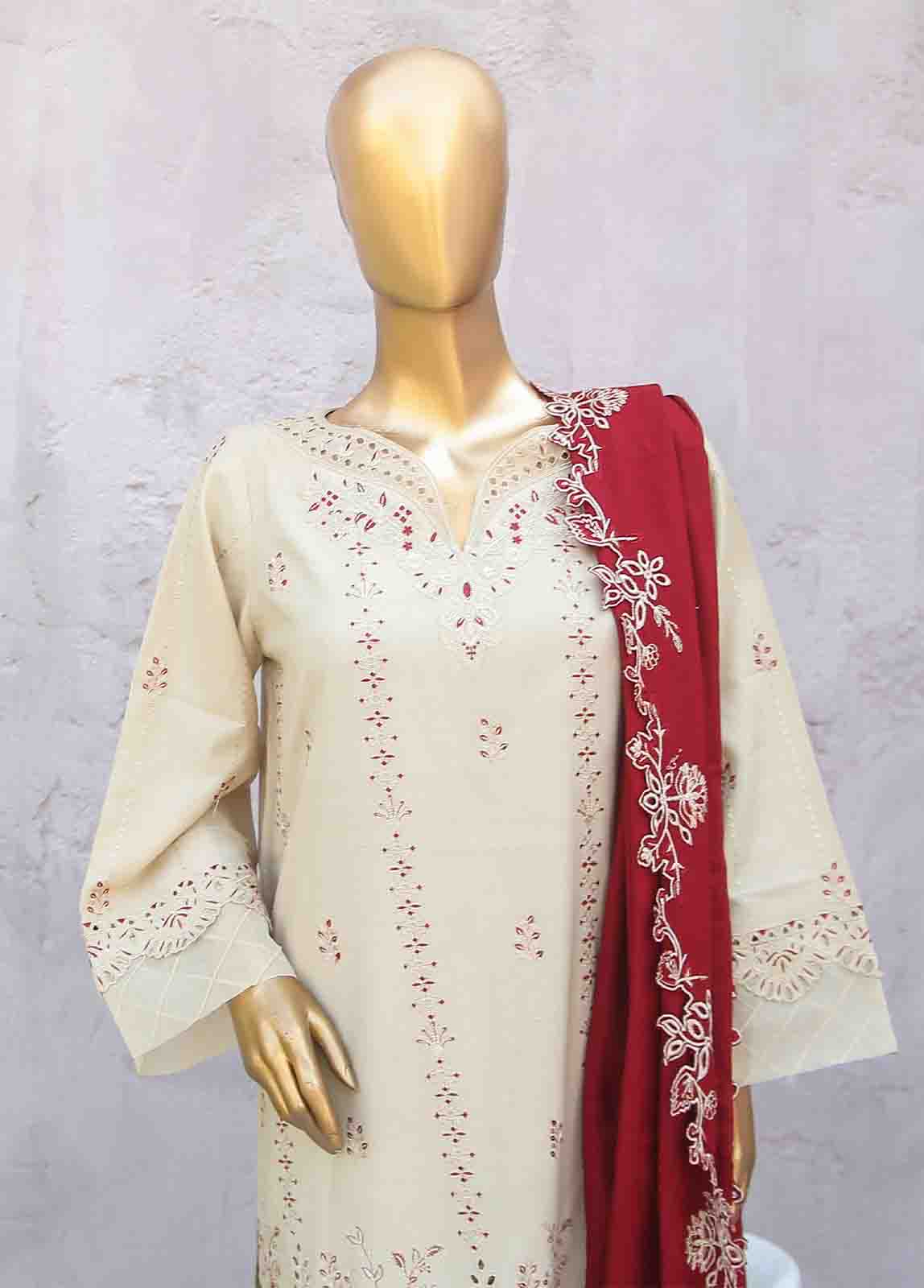 Bin Saeed Fabric - SMB-045-3 Piece Linen Embroidered collection