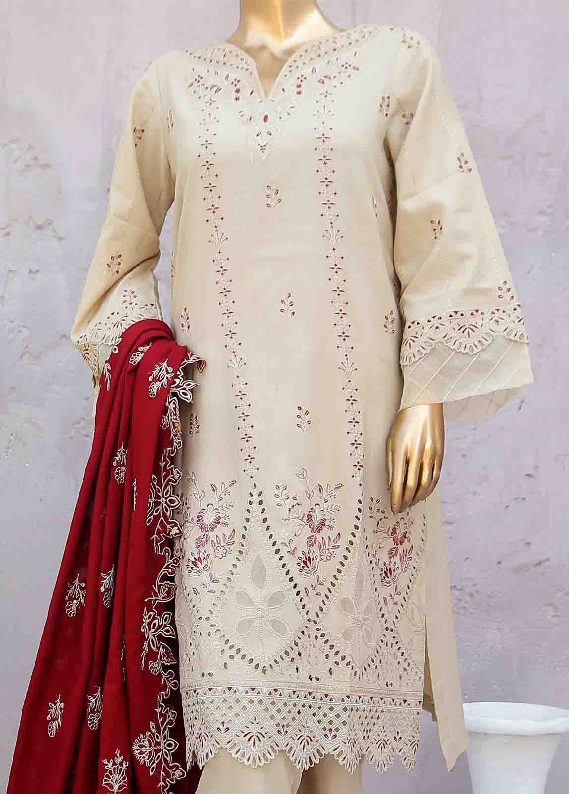 Bin Saeed Fabric - SMB-045-3 Piece Linen Embroidered collection