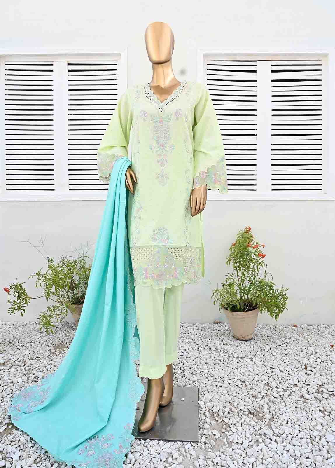 Bin Saeed Fabric - SMB-046-3 Piece Linen Embroidered collection