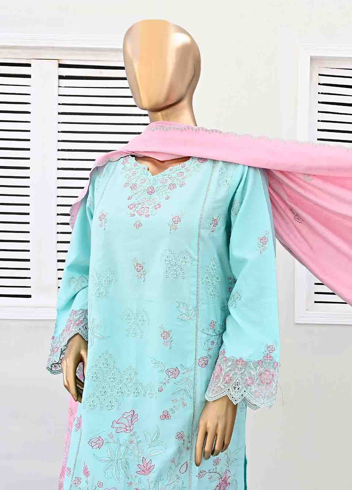 Bin Saeed Fabric - SMB-047-3 Piece Linen Embroidered collection