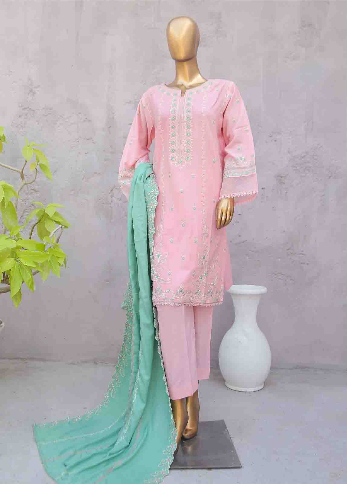 Bin Saeed Fabric - SMB-051-3 Piece Linen Embroidered collection
