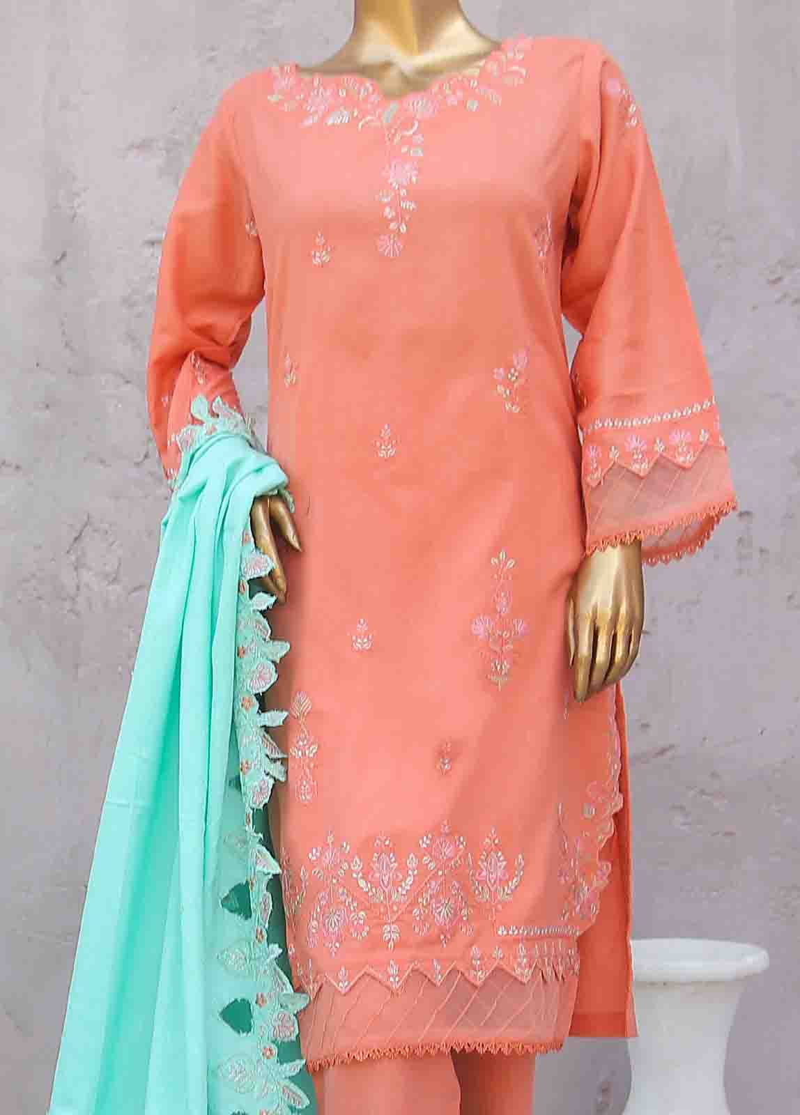 Bin Saeed Fabric - SMB-052-3 Piece Linen Embroidered collection