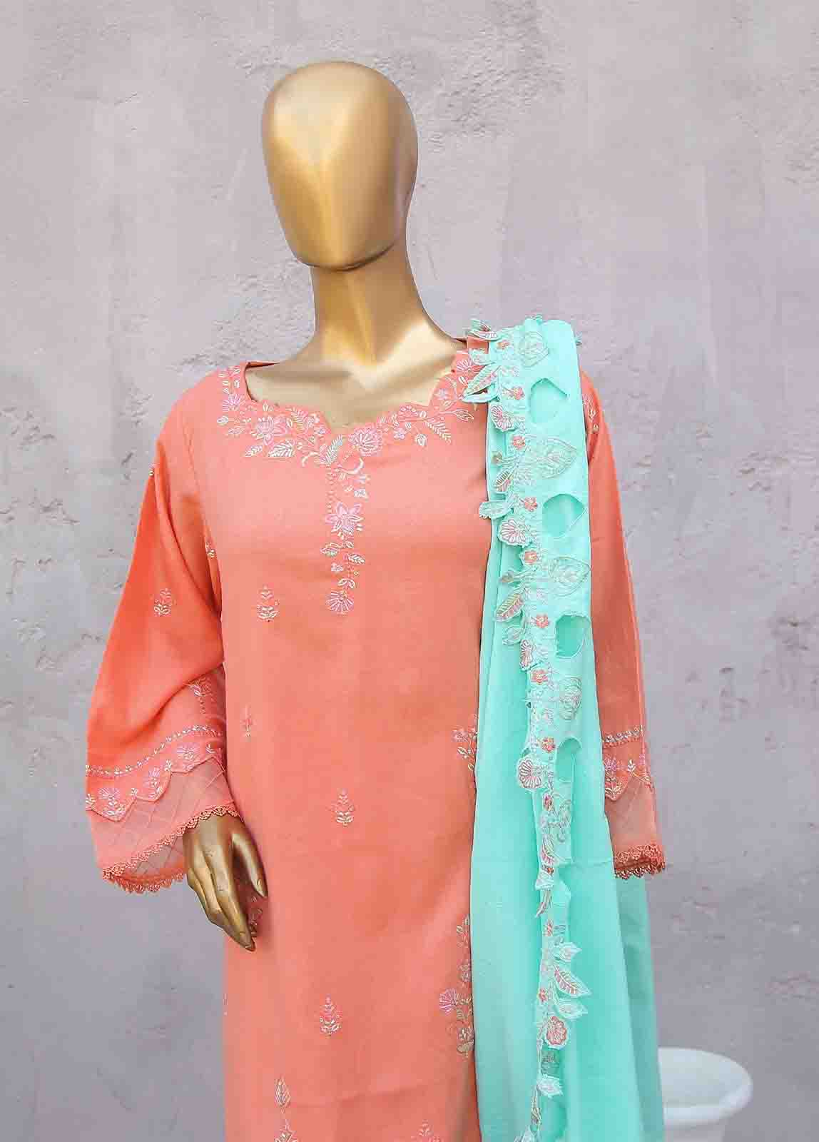 Bin Saeed Fabric - SMB-052-3 Piece Linen Embroidered collection
