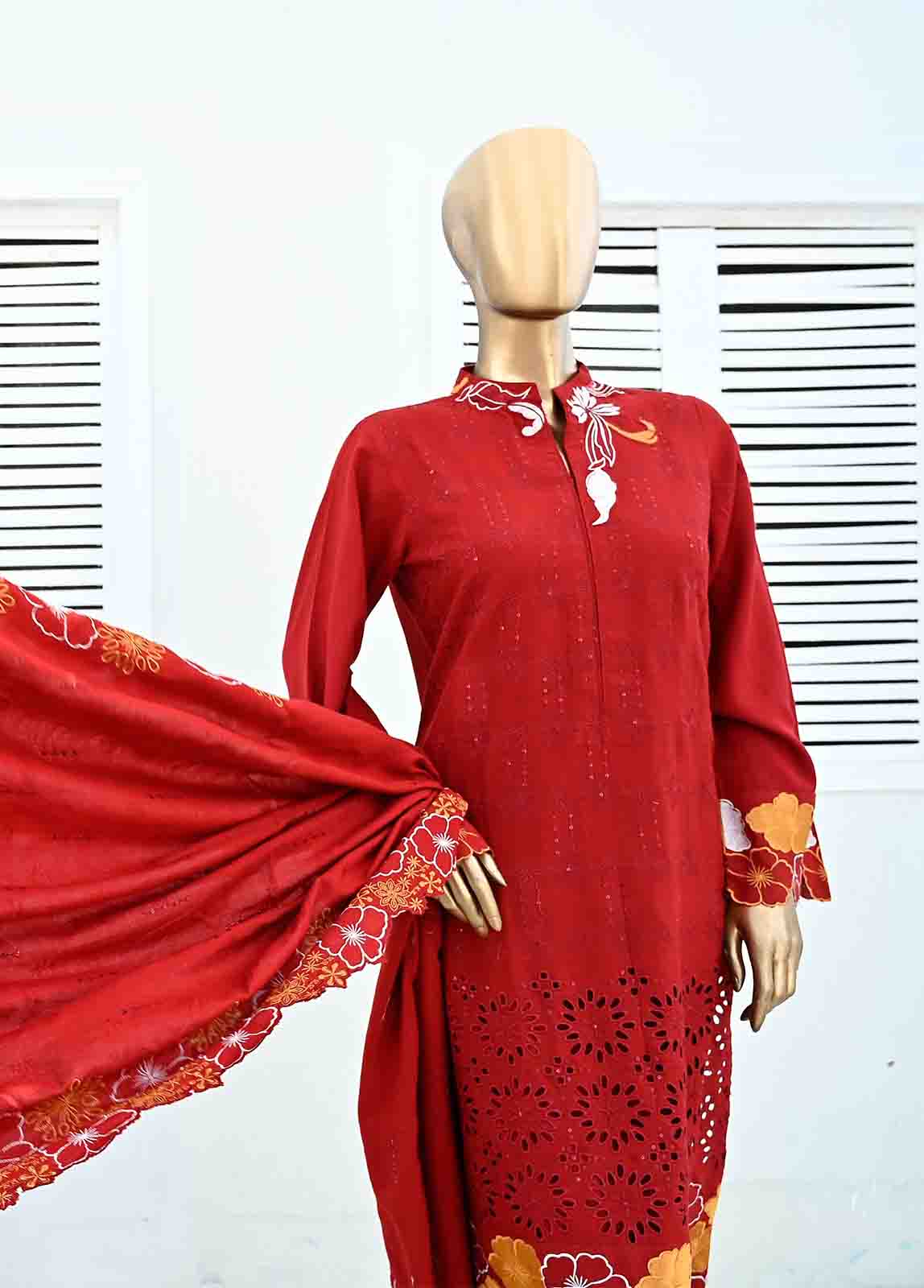 Bin Saeed Fabric - SMB-053-3 Piece Linen Embroidered collection